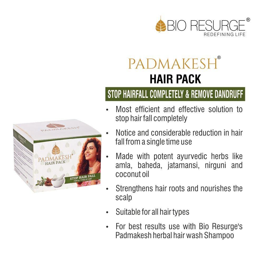 Padmakesh Hair Pack made with potent ayurvedic herbs like amla, baheda, jatamansi, nirguni and coconut oil to control Hair fall and remove dandruff