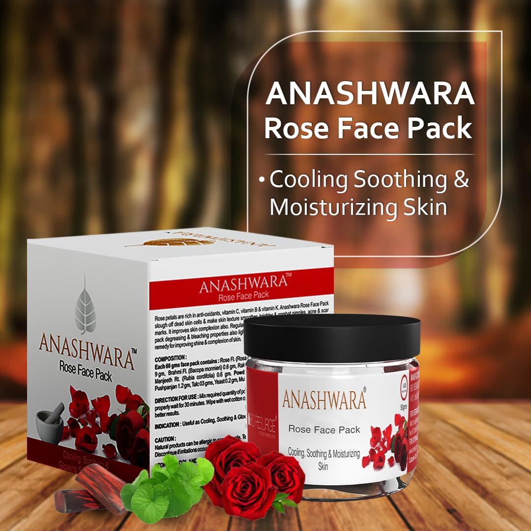 Anashwara Glow Rose Face Pack For Rosy And Glowing Skin Reduces Wrinkles Dark Spots.