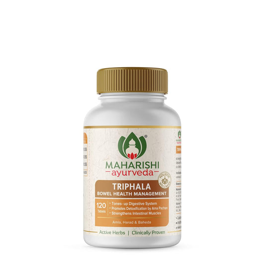 Maharishi Ayurveda Triphala Tablets 1000mg 120 Tablets | Supports Healthy Digestion | Improves Bowel Wellness| Relieves Constipation | Pure Herbs Used | (Pack of 1)