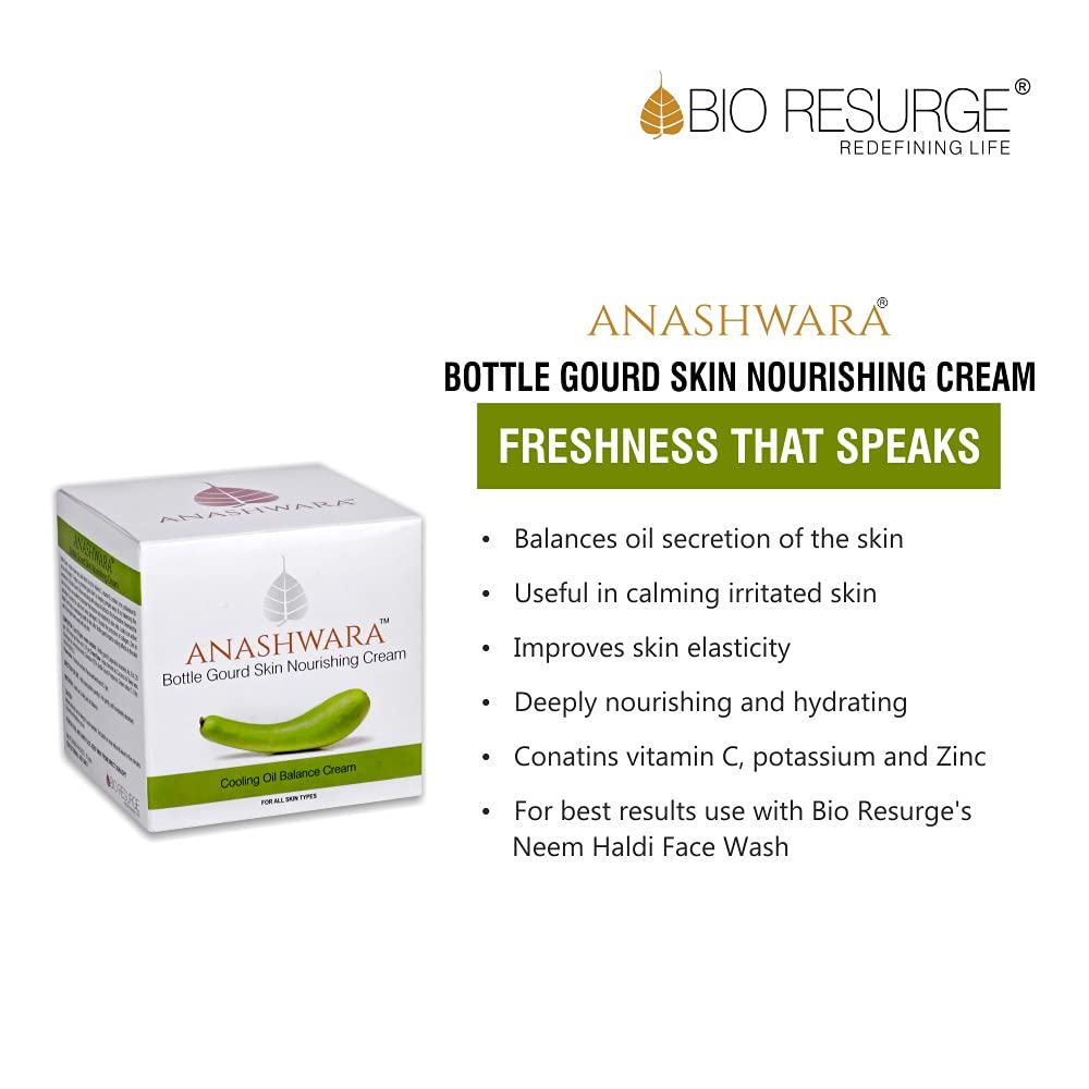 Anashwara Bottle Gourd Skin Nourishing Cream for Oil Balance and Cooling, 50 gms
