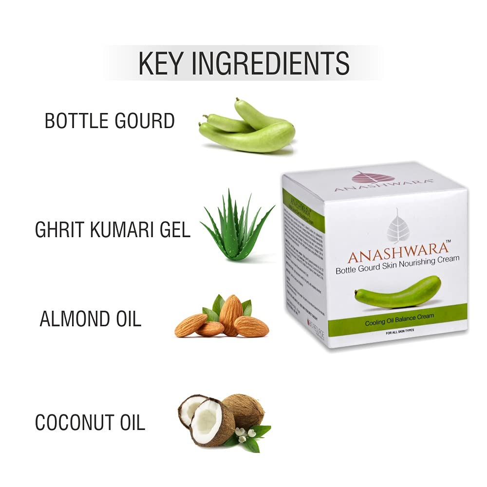 Anashwara Bottle Gourd Skin Nourishing Cream for Oil Balance and Cooling, 50 gms