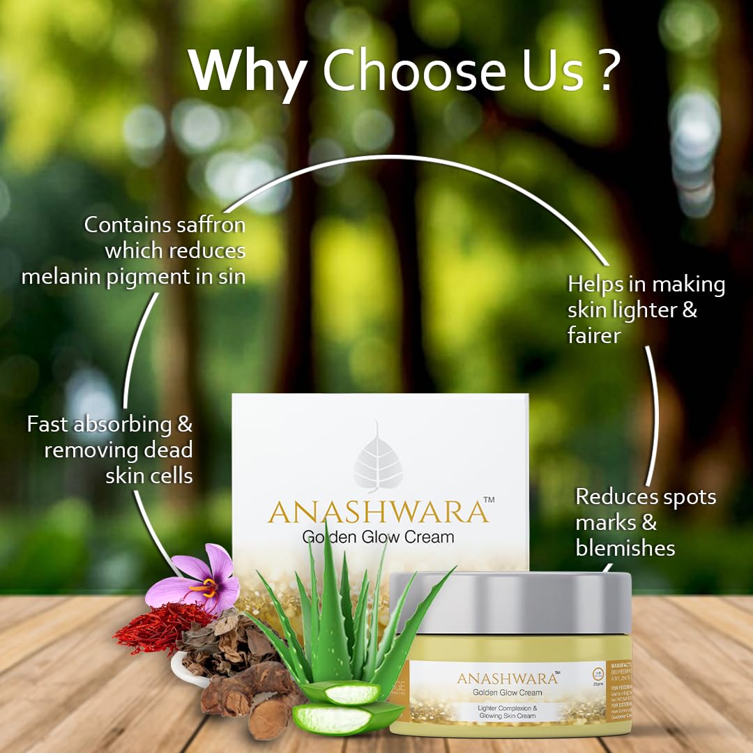 Anashwara Golden Glow Cream to Reduce skin Pigmentation | Reduce Blemishes (25 gm)