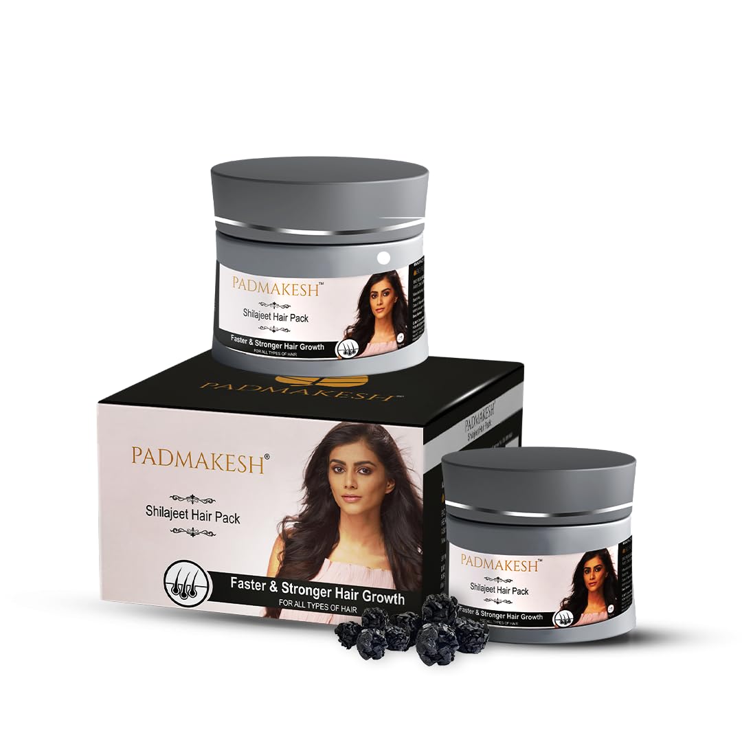 Padmakesh Shilajit Natural Hair pack Help for Makes hair longer, stronger, thicker, and shinier | Suitable for all types of hair (75 gm)