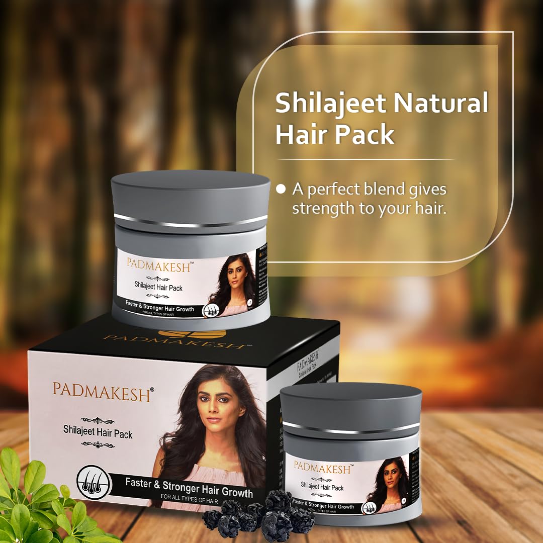 Padmakesh Shilajit Natural Hair pack Help for Makes hair longer, stronger, thicker, and shinier | Suitable for all types of hair (75 gm)