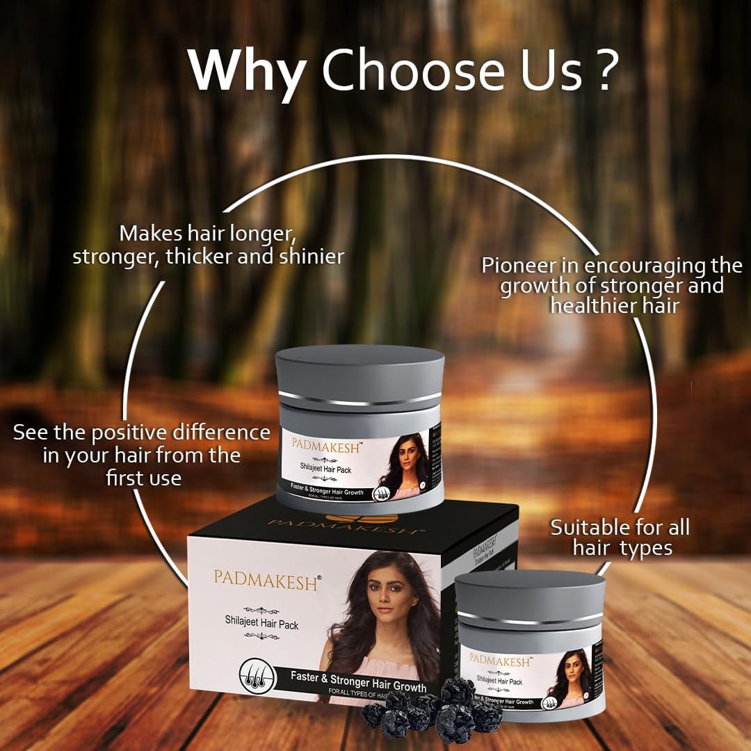 Padmakesh Shilajit Natural Hair pack Help for Makes hair longer, stronger, thicker, and shinier | Suitable for all types of hair (75 gm)