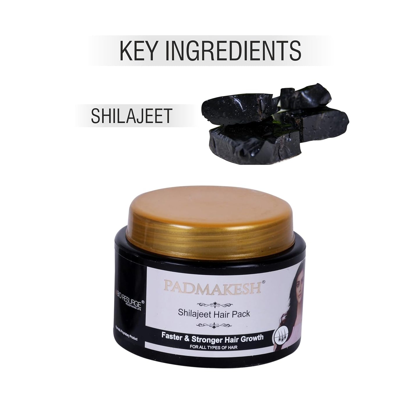 Padmakesh Shilajit Natural Hair pack Help for Makes hair longer, stronger, thicker, and shinier | Suitable for all types of hair (75 gm)
