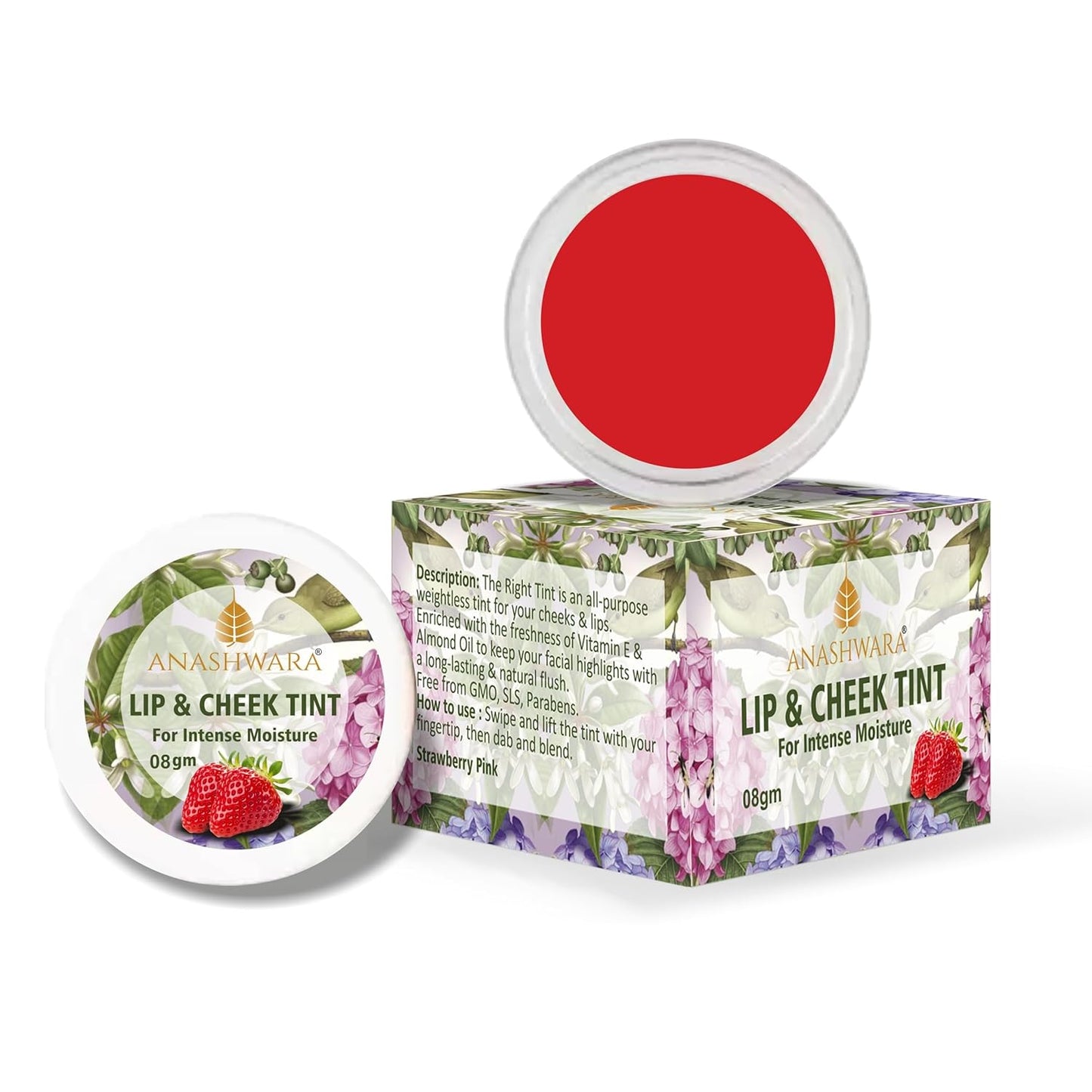 Lip And Cheek Tint For Lip Cheek And Eye, Rose Pink, Shea Butter, Almond Oil (Pack of: 1, 8 g)