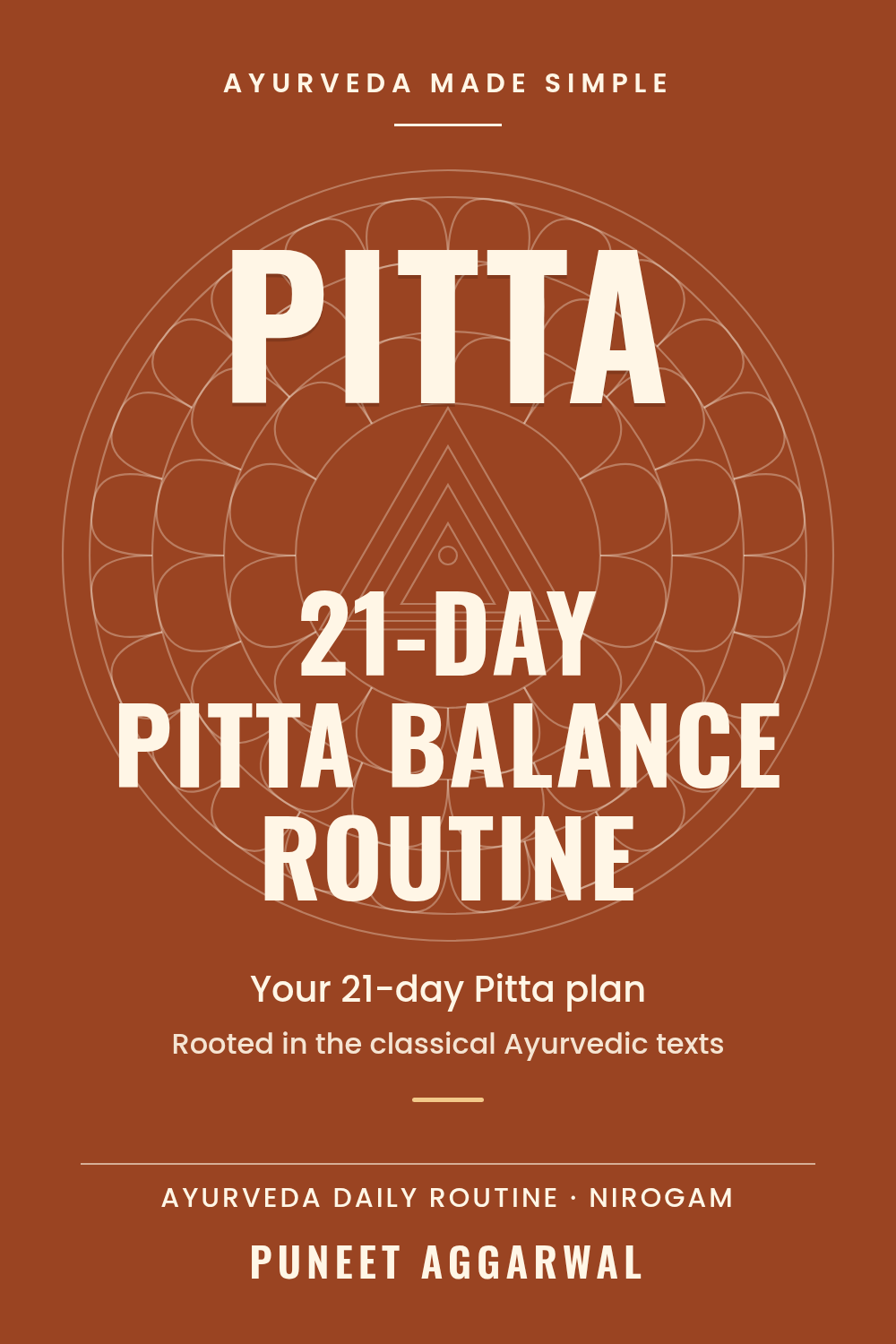 Pitta Balance 21-day Ayurvedic routine PDF guide cover