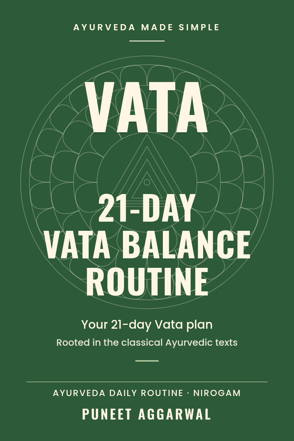 Vata Balance 21-day Ayurvedic routine PDF guide cover